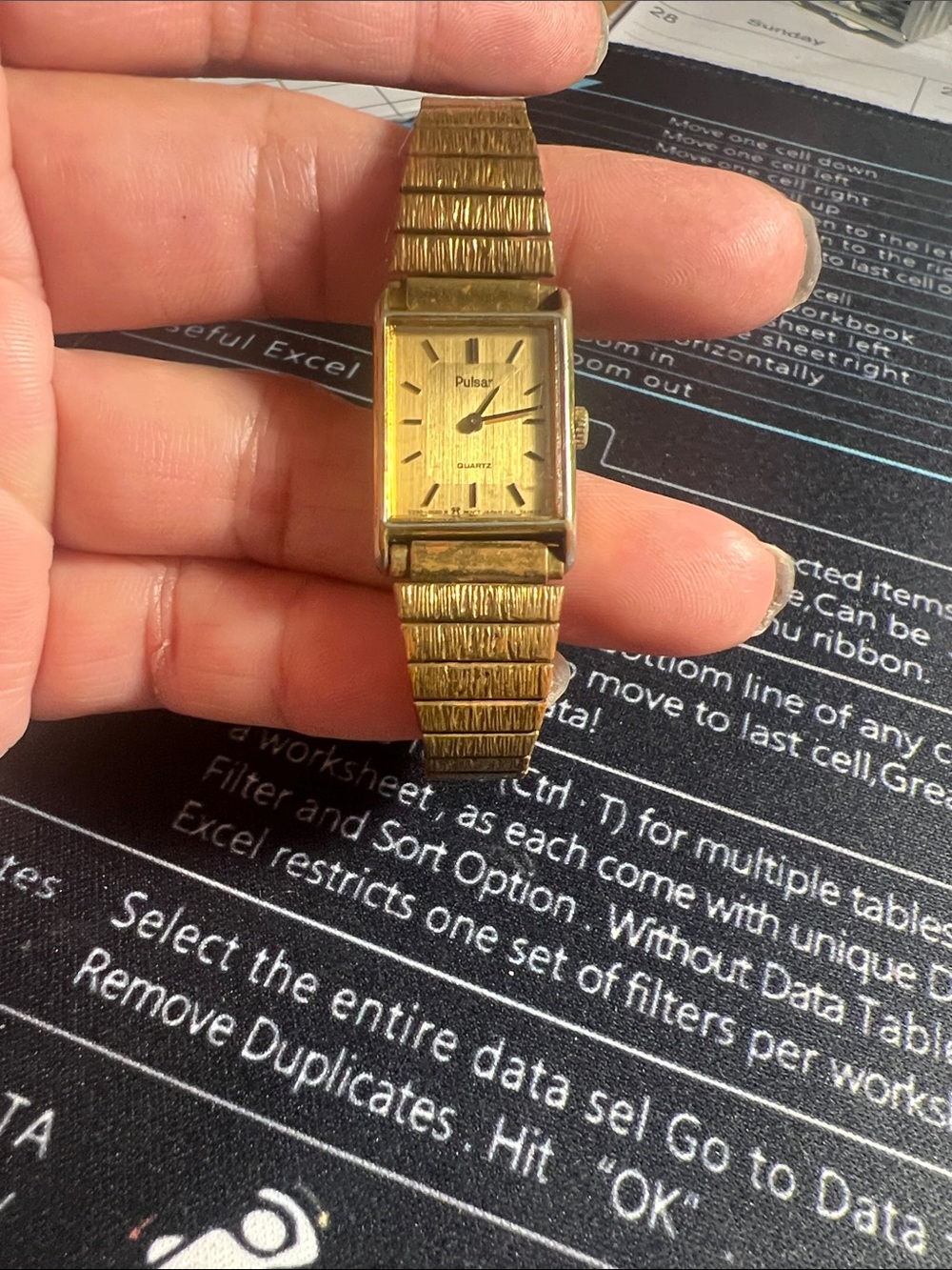 Pulsar Gold-Tone Rectangular Bracelet Quartz Watch